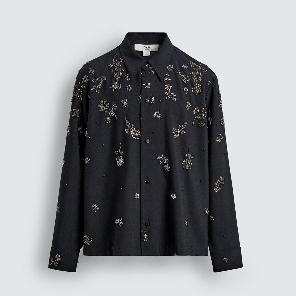 Zara Studio Limited Edition Flowy Sequined Shirt - Picture 7 of 17